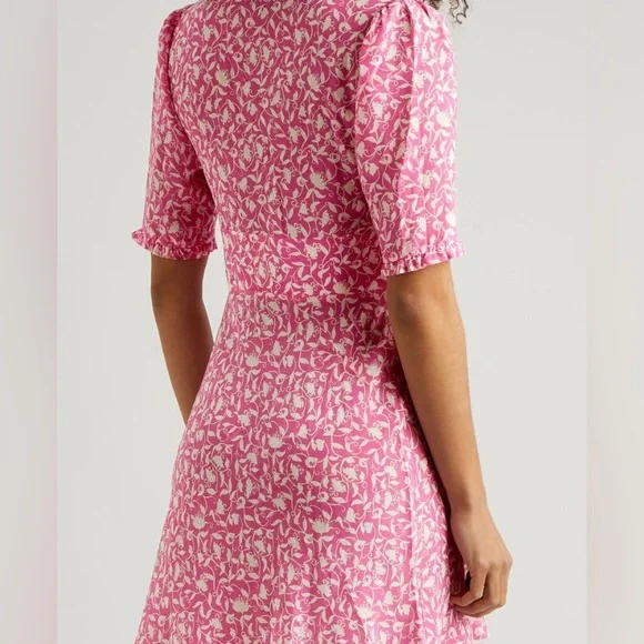 RIXO Lilita Tie-Detailed Ruched Silk-Crepe Mini Dress in pink Size M - Picture 4 of 10